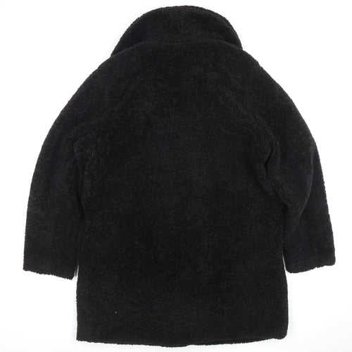 New Look Women's Black Mid-Length Fleece Coat Size 14