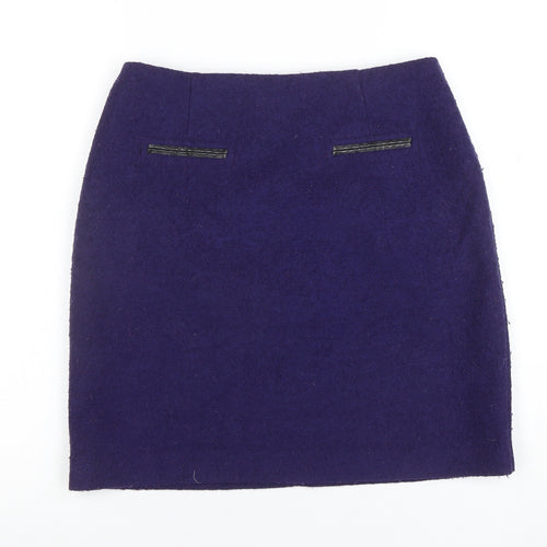 Marks and Spencer Women's Purple Wool Pencil Skirt Size 8