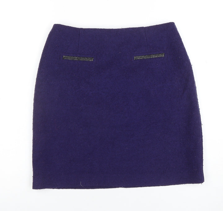 Marks and Spencer Women's Purple Wool Pencil Skirt Size 8
