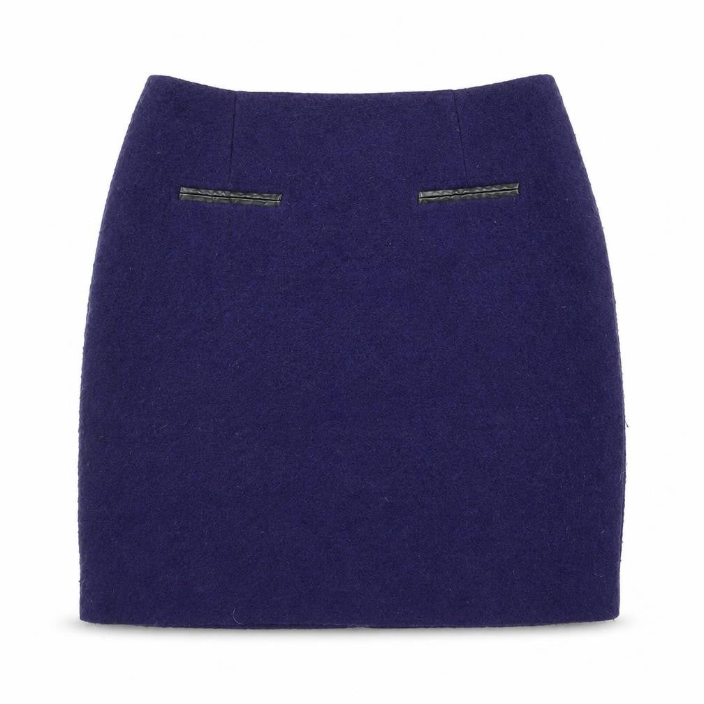 Front view of Marks & Spencer Women's Purple Wool Pencil Skirt, size 8