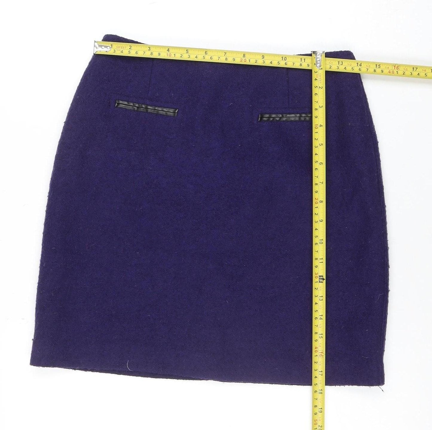 Marks and Spencer Women's Purple Wool Pencil Skirt Size 8