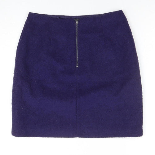 Marks and Spencer Women's Purple Wool Pencil Skirt Size 8