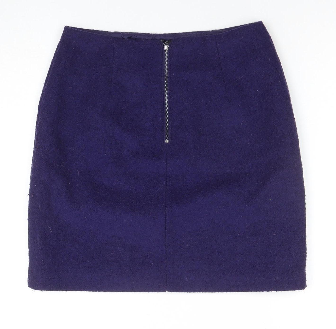 Marks and Spencer Women's Purple Wool Pencil Skirt Size 8