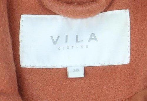 VILA Womens Brown Wool Jacket Size 10 Classic Short Style