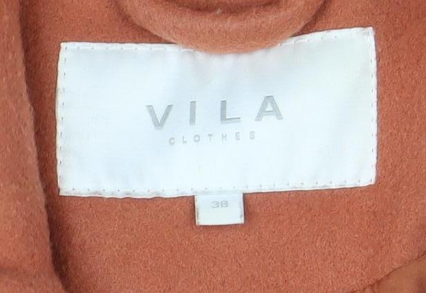 VILA Womens Brown Wool Jacket Size 10 Classic Short Style