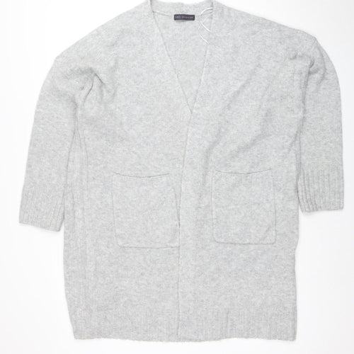 Marks and Spencer Women’s Grey Large Knit V-Neck Open Cardigan