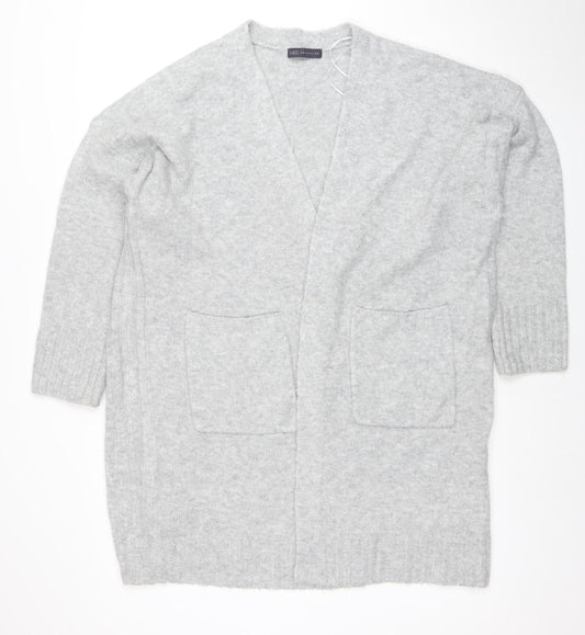 Marks and Spencer Women’s Grey Large Knit V-Neck Open Cardigan