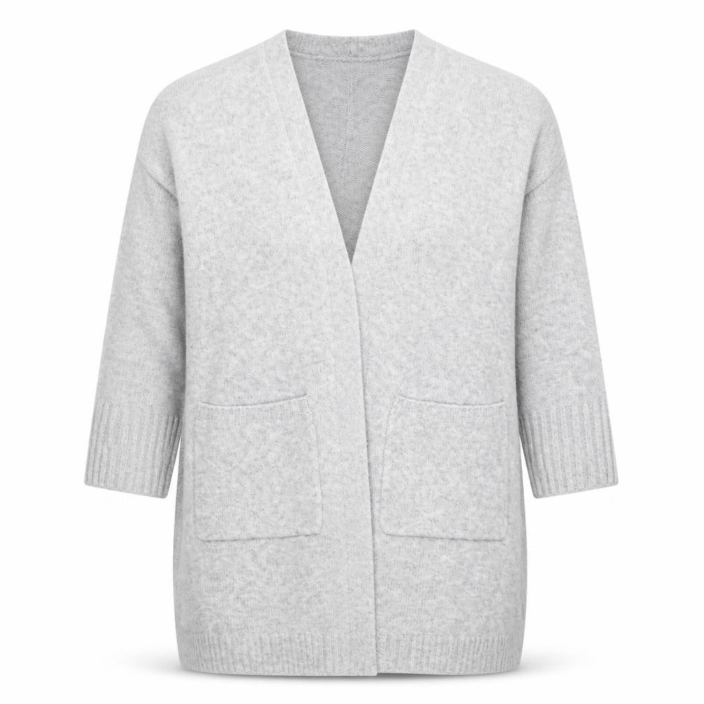 Marks and Spencer Women’s Grey Large Knit V-Neck Open Cardigan