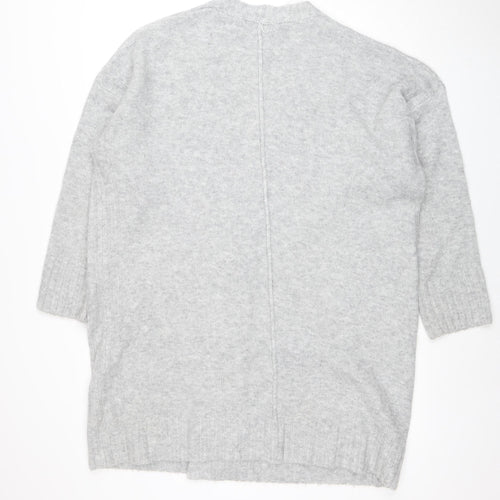 Marks and Spencer Women’s Grey Large Knit V-Neck Open Cardigan