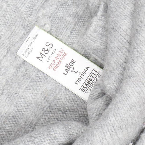Marks and Spencer Women’s Grey Large Knit V-Neck Open Cardigan