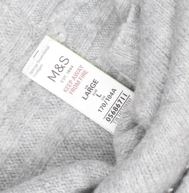 Marks and Spencer Women’s Grey Large Knit V-Neck Open Cardigan