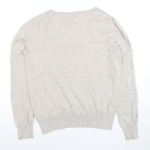 H&M Women’s Beige V-Neck Long Sleeve Pullover Jumper Size S