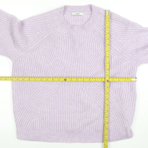 George Women’s Purple Chunky Knit Crew Neck Pullover Jumper Size M