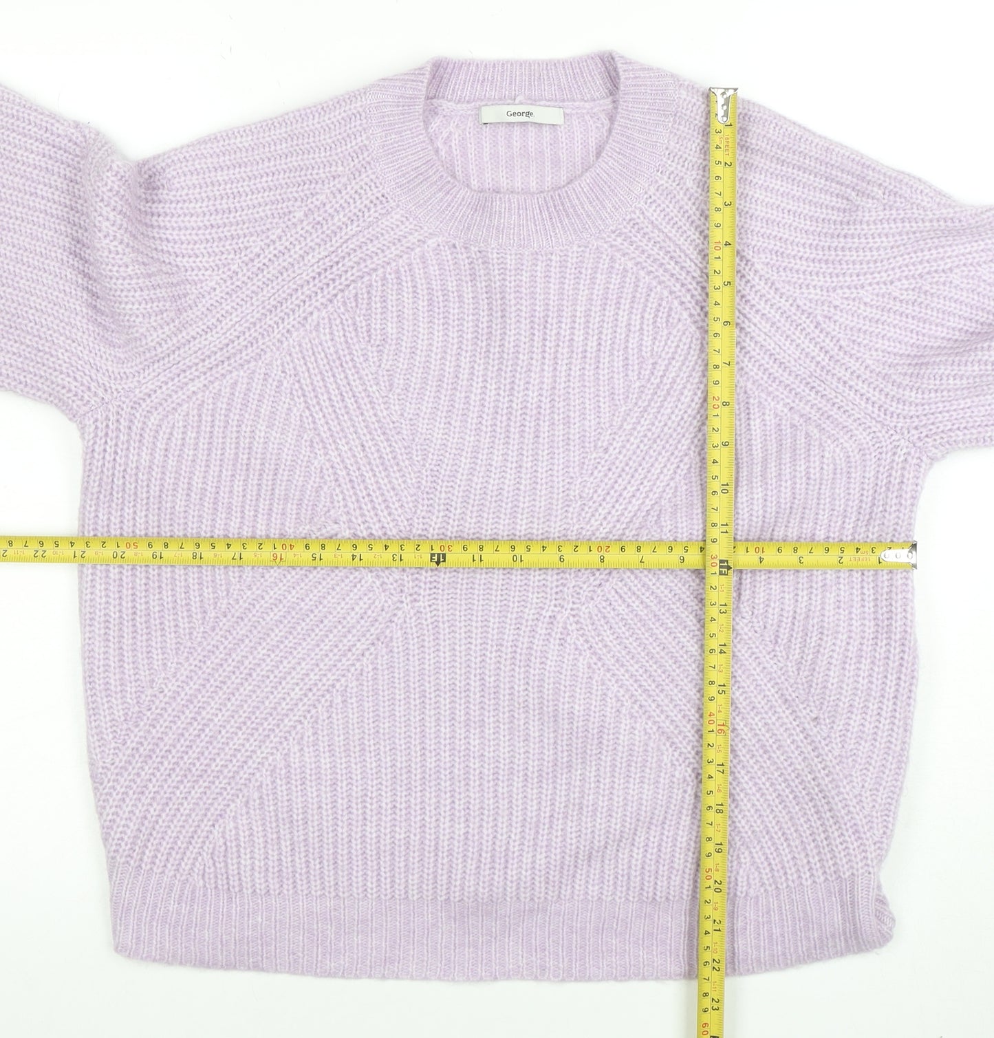 George Women’s Purple Chunky Knit Crew Neck Pullover Jumper Size M