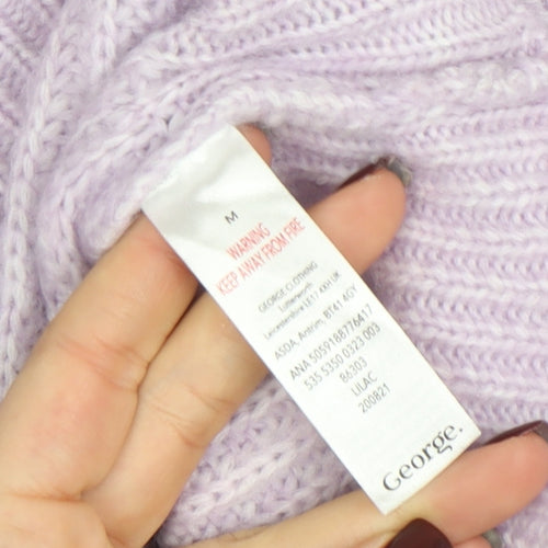 George Women’s Purple Chunky Knit Crew Neck Pullover Jumper Size M