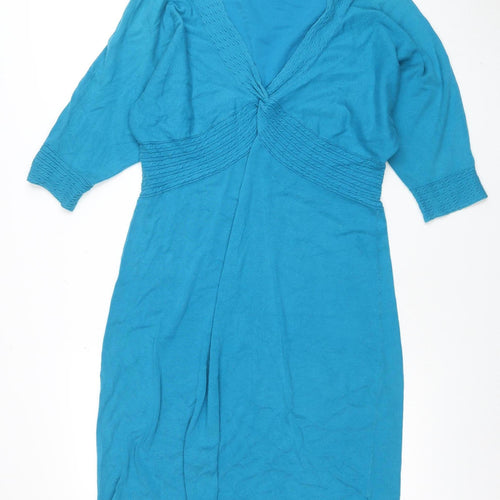 Monsoon Women's Blue Fit & Flare Knee Length Dress Size 14