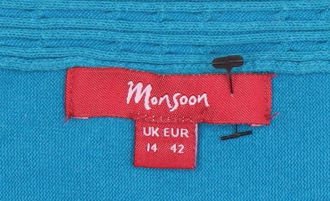 Monsoon Women's Blue Fit & Flare Knee Length Dress Size 14