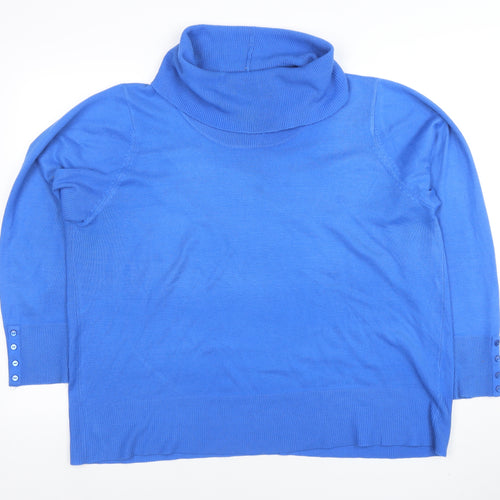 EWM Women’s Blue Roll Neck Acrylic Jumper Size L 18-20