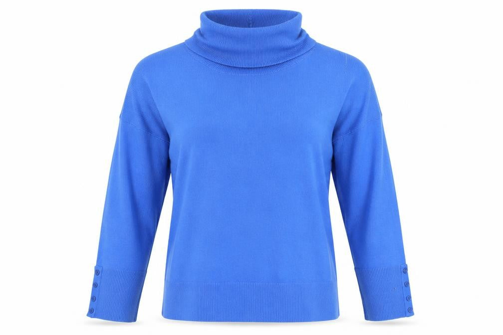 EWM Women’s Blue Roll Neck Acrylic Jumper Size L 18-20