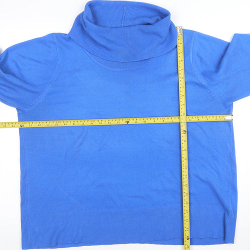 EWM Women’s Blue Roll Neck Acrylic Jumper Size L 18-20