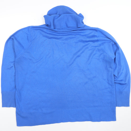 EWM Women’s Blue Roll Neck Acrylic Jumper Size L 18-20