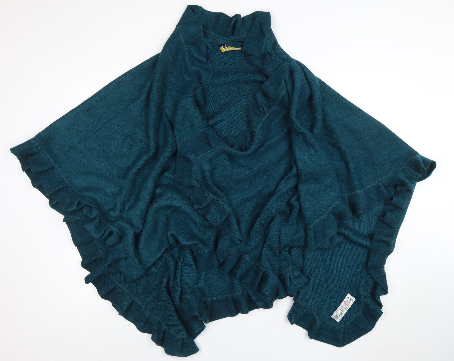 Wallis Women’s Green Ruffle Knit Cape One Size Acrylic Jumper