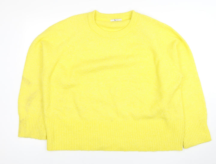Tu Women's Yellow Crew Neck Knit Jumper Size 18 Relaxed Fit