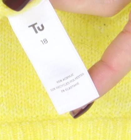 Tu Women's Yellow Crew Neck Knit Jumper Size 18 Relaxed Fit