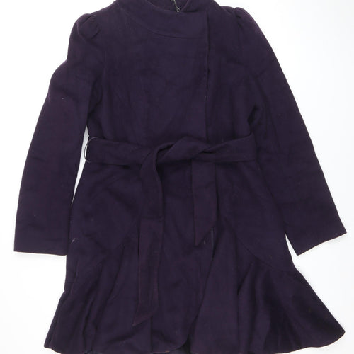 Coast Women's Purple Wool Blend Belted Formal Coat Size 14