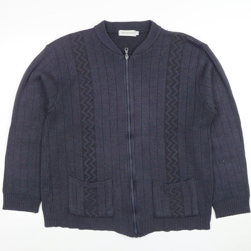 Destination Womens Blue Full Zip Knit Jumper Size M