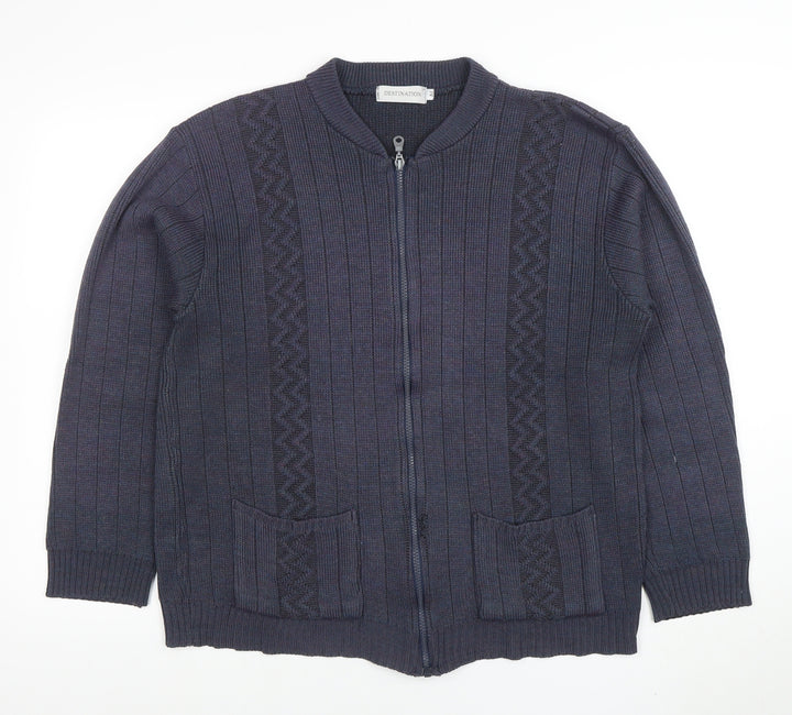Destination Womens Blue Full Zip Knit Jumper Size M