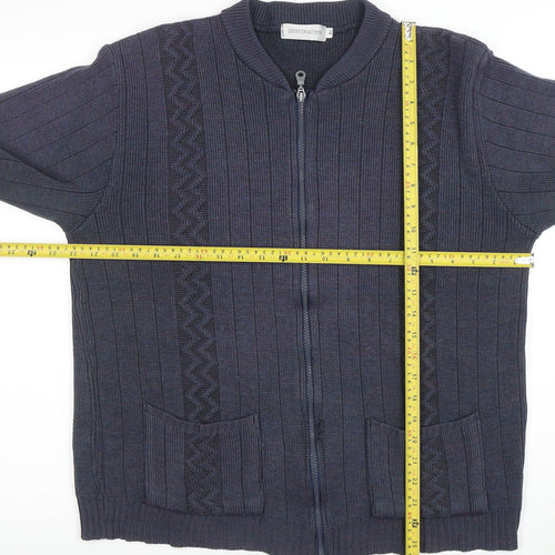 Destination Womens Blue Full Zip Knit Jumper Size M