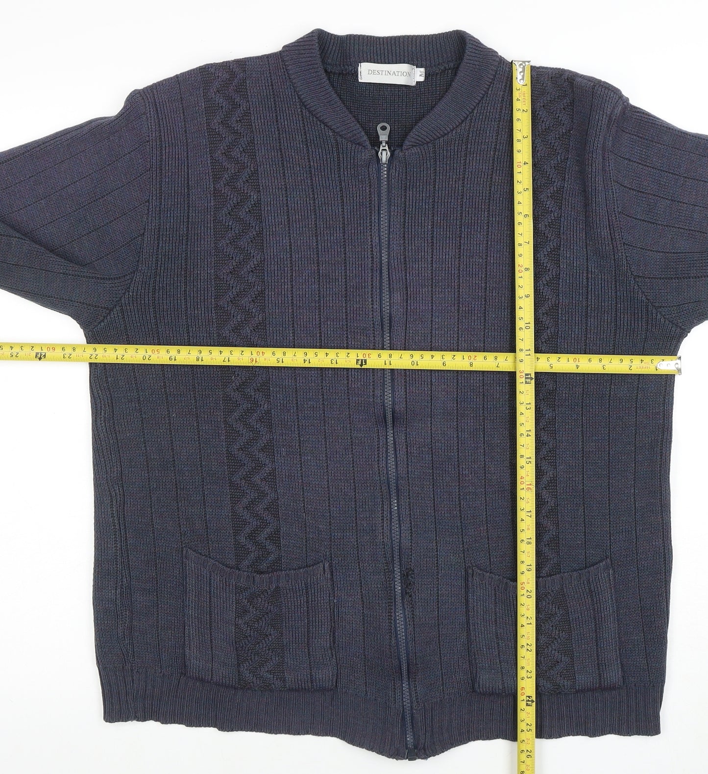 Destination Womens Blue Full Zip Knit Jumper Size M