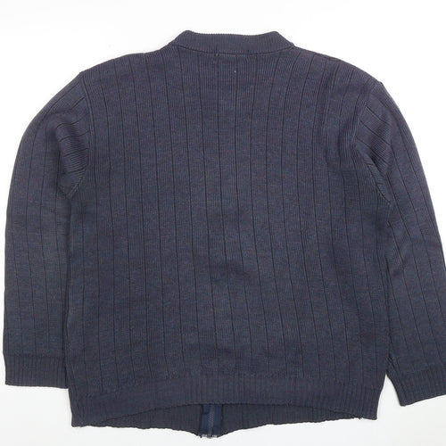 Destination Womens Blue Full Zip Knit Jumper Size M