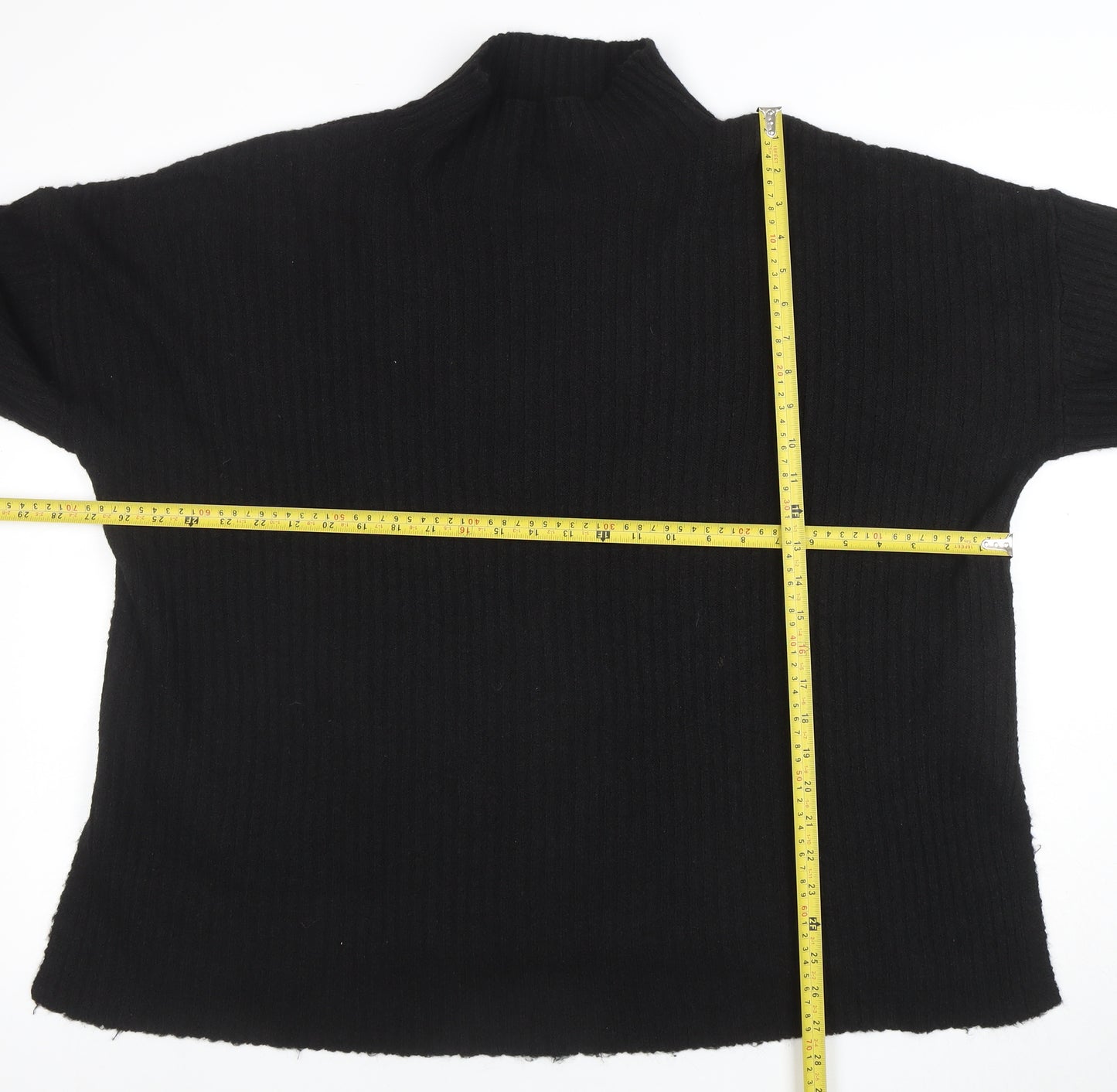 PrettyLittleThing Women’s Black Mock Neck Rib Knit Jumper L