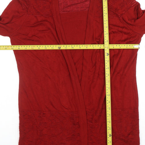 Marks and Spencer Women Red Long Sleeve Open Knit Cardigan Size 14