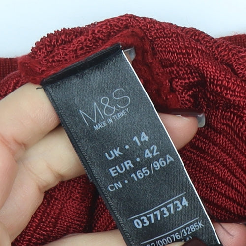Marks and Spencer Women Red Long Sleeve Open Knit Cardigan Size 14