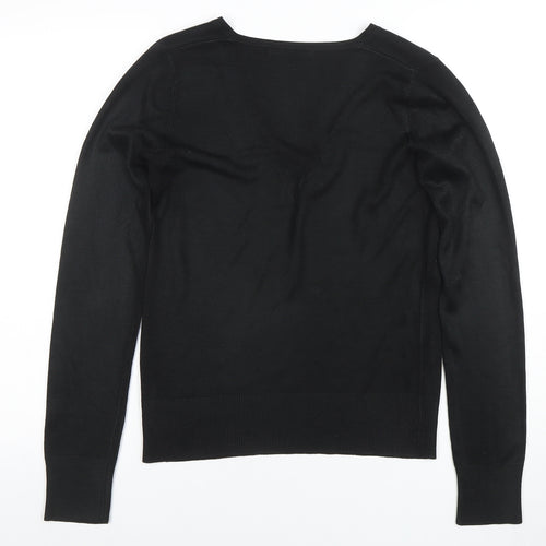 Next Essentials Women's Black Acrylic V-Neck Long Sleeve Jumper Size 10