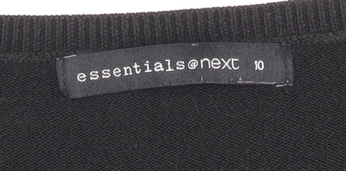 Next Essentials Women's Black Acrylic V-Neck Long Sleeve Jumper Size 10