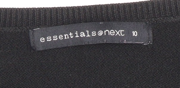 Next Essentials Women's Black Acrylic V-Neck Long Sleeve Jumper Size 10