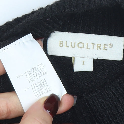 Bluoltre Women’s Black Mock Neck Button Detail Pullover Jumper Size S