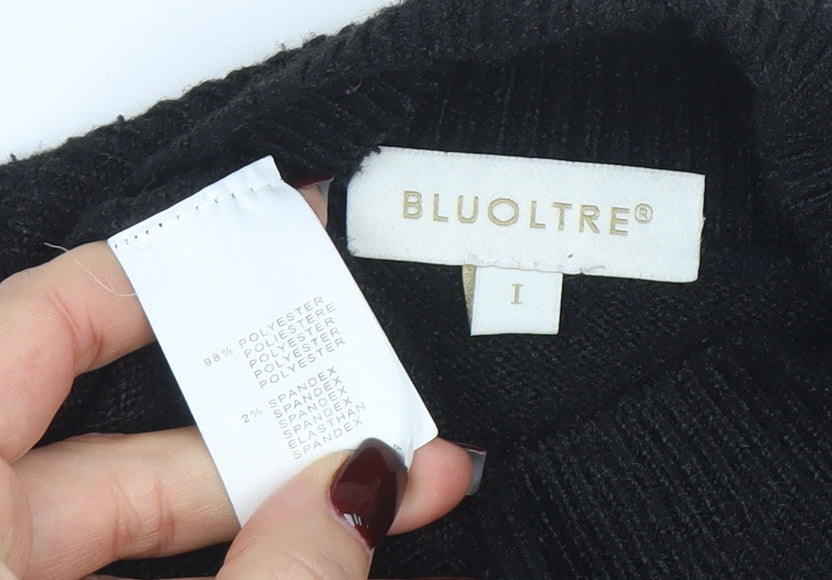Bluoltre Women’s Black Mock Neck Button Detail Pullover Jumper Size S