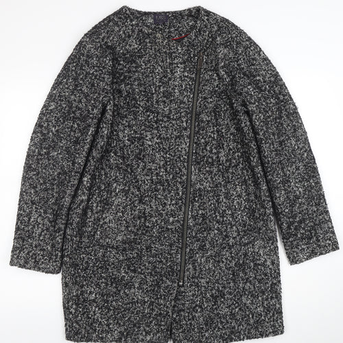 Marks and Spencer Women Grey Wool Blend Zip Long Coat Size 12