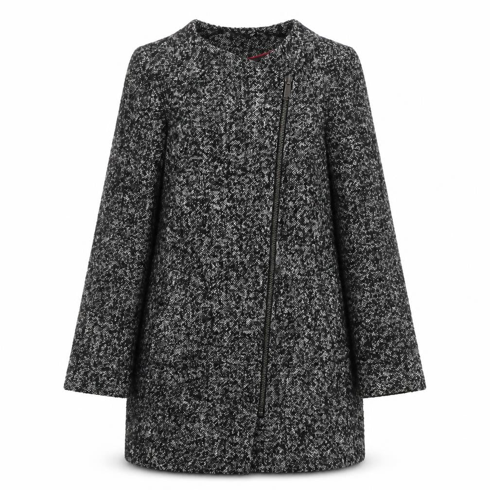 Front view of Marks & Spencer Women Grey Wool Blend Zip Long Coat, size 12