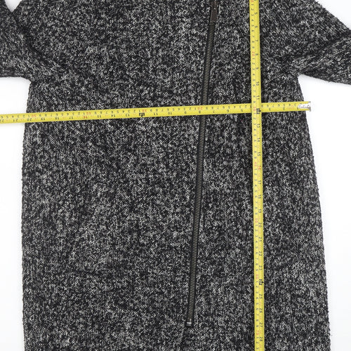 Marks and Spencer Women Grey Wool Blend Zip Long Coat Size 12
