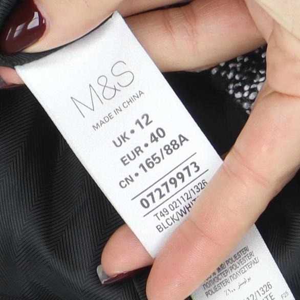 Marks and Spencer Women Grey Wool Blend Zip Long Coat Size 12