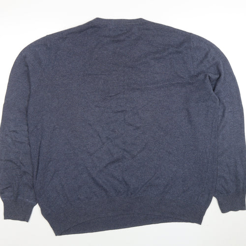 Jeff Banks Men's Blue Cotton Cashmere V-Neck Jumper Size L