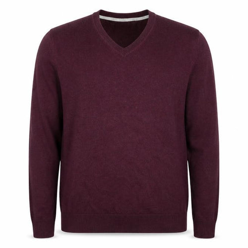 Burton Menswear Men's Purple V-Neck Cotton Cashmere Jumper Size L