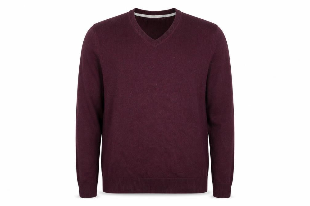Burton Menswear Men's Purple V-Neck Cotton Cashmere Jumper Size L
