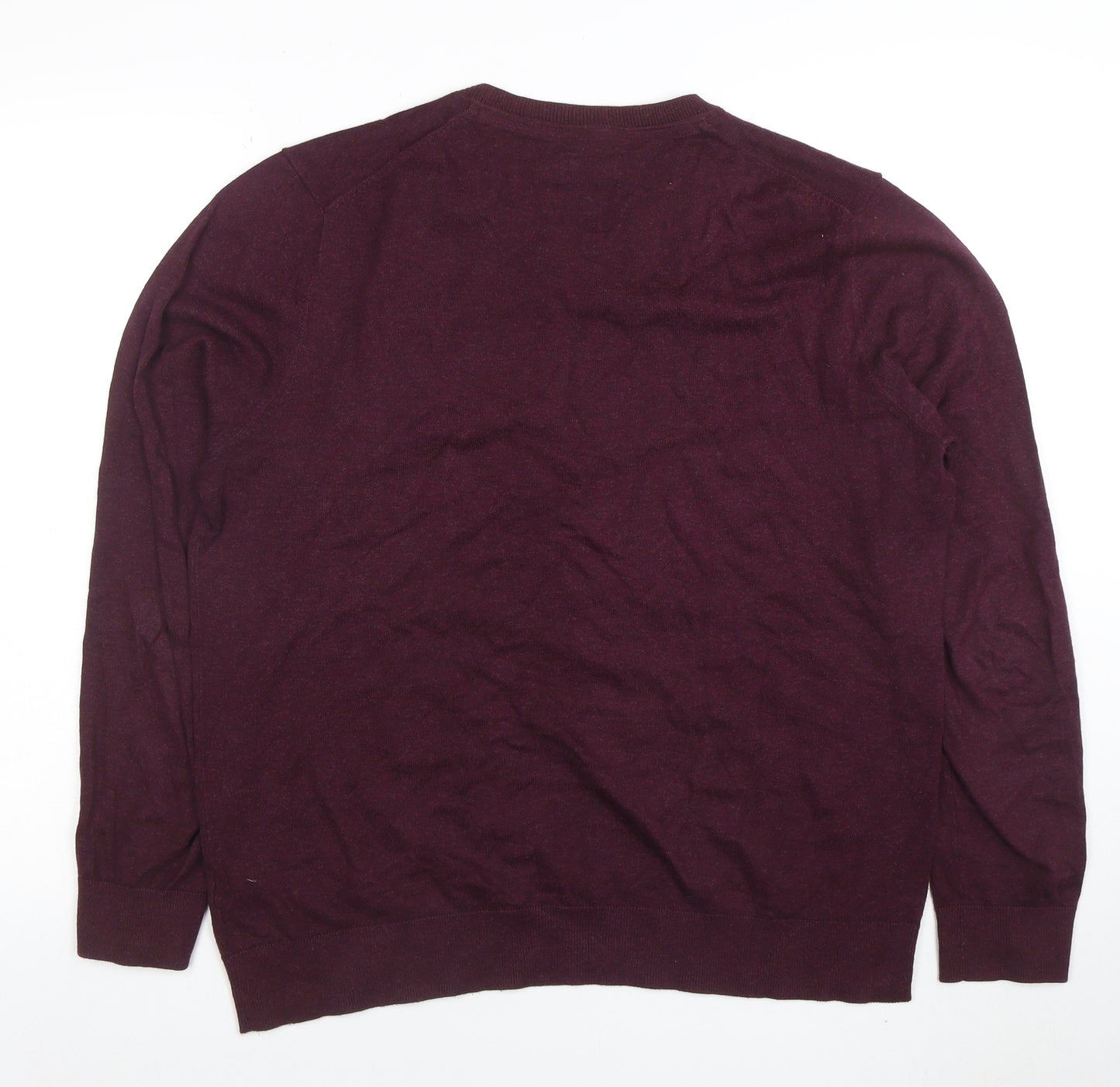 Burton Menswear Men's Purple V-Neck Cotton Cashmere Jumper Size L